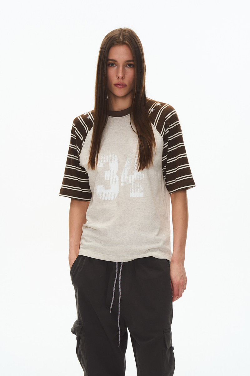 34 Striped Raglan Tee