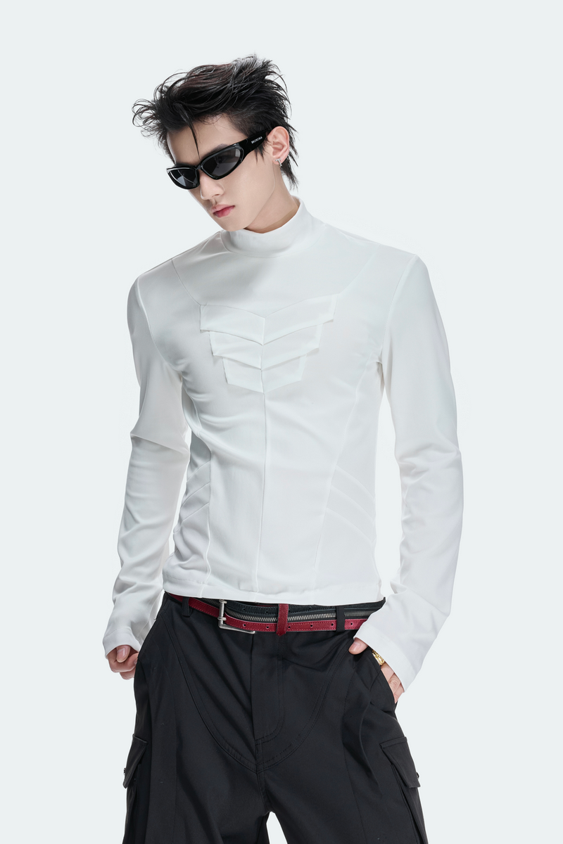 Mock Neck Sculpted Top