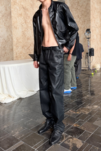 Faux Leather Mesh Jacket