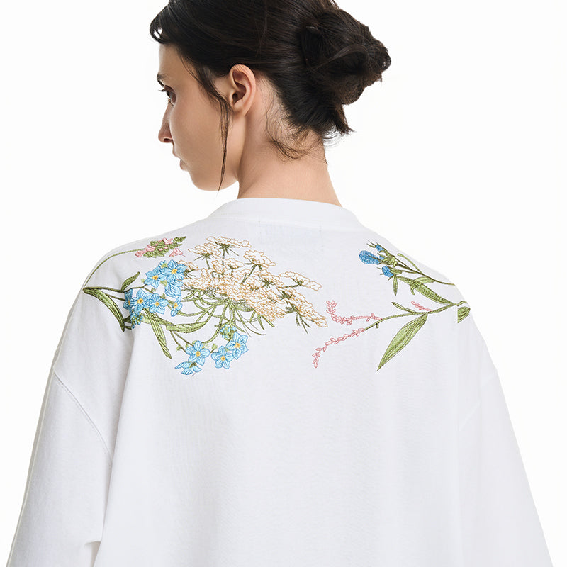 Heavy Floral Embroidered Tee
