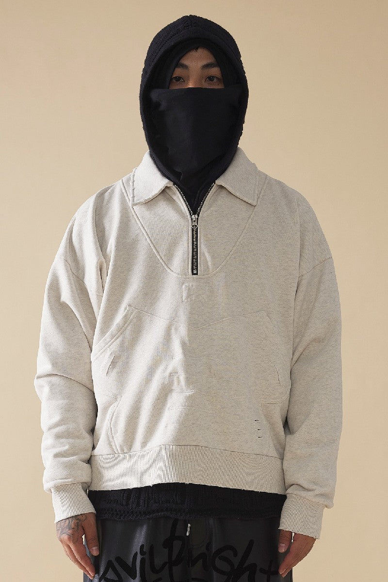 Zip Distressed Sweater