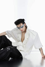 Short-Sleeve Leather Riveted Shirt