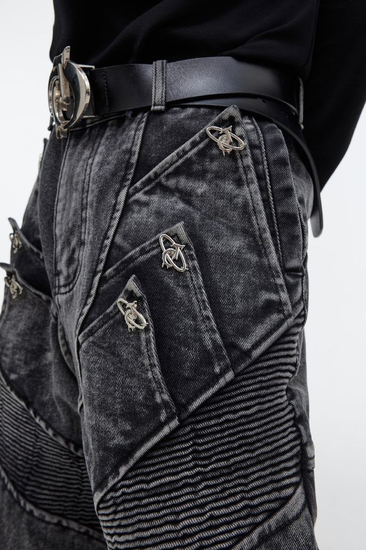 Flared Moto Jeans