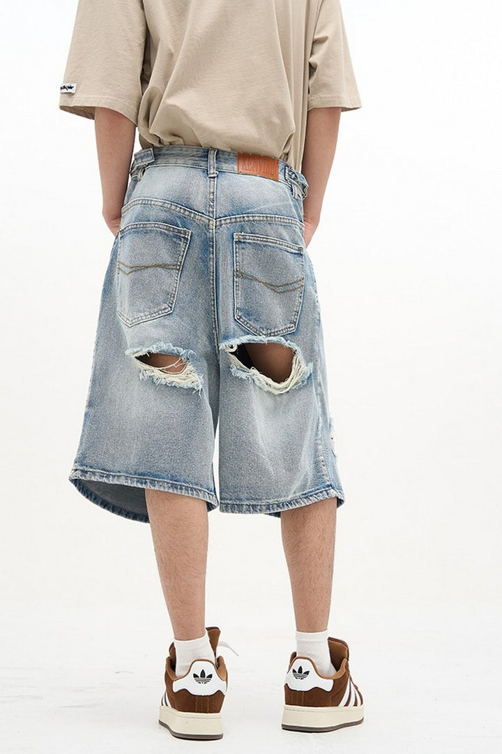 Ripped Loose Jeans Shorts