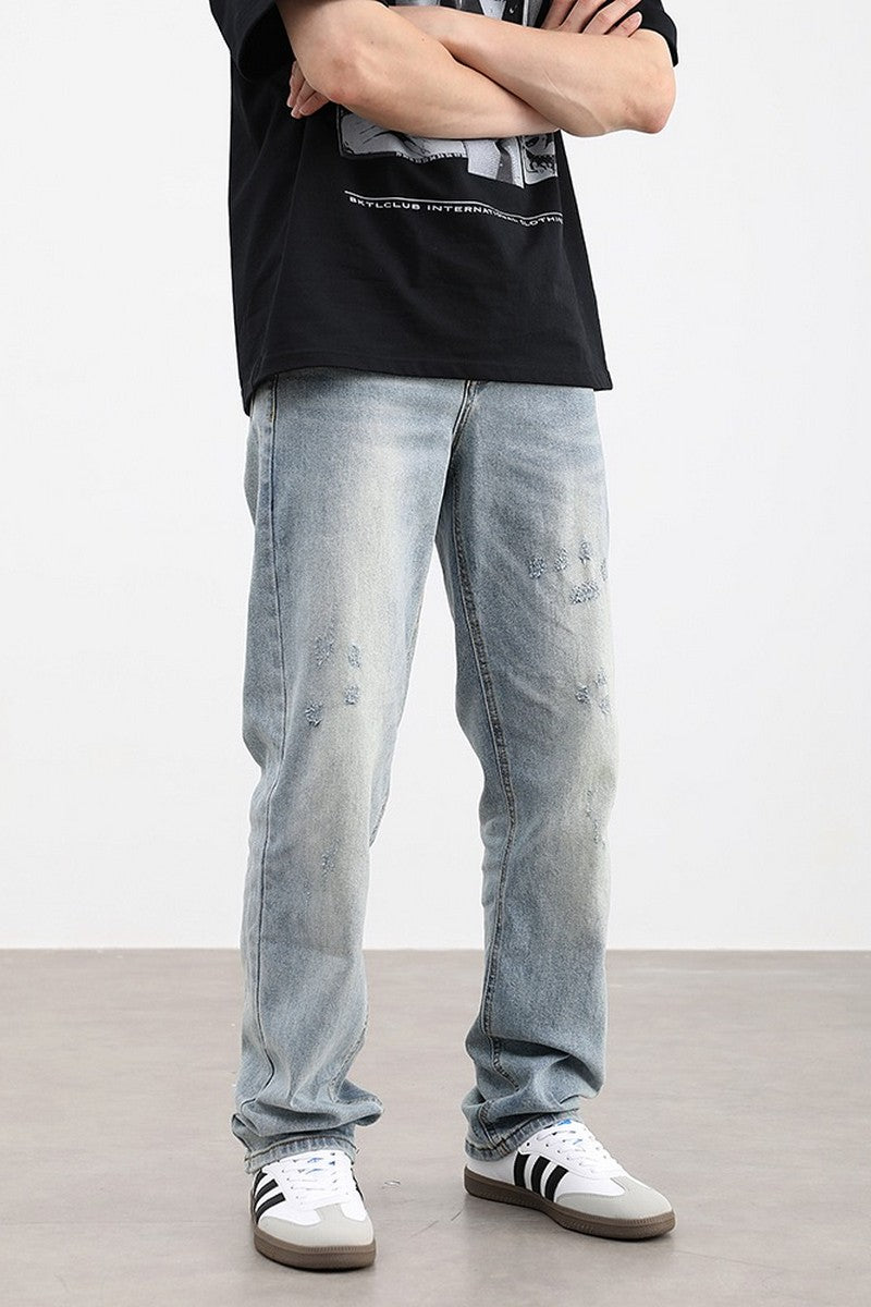 Washed Loose Straight Jeans