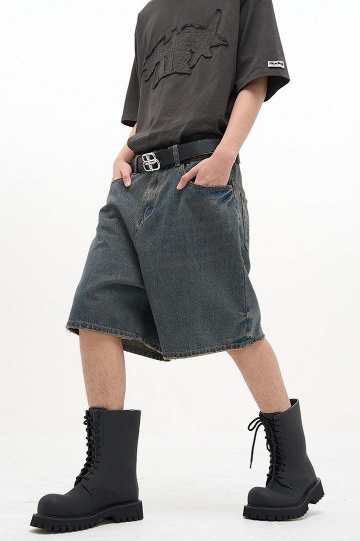 Oversized Straight Jeans Shorts
