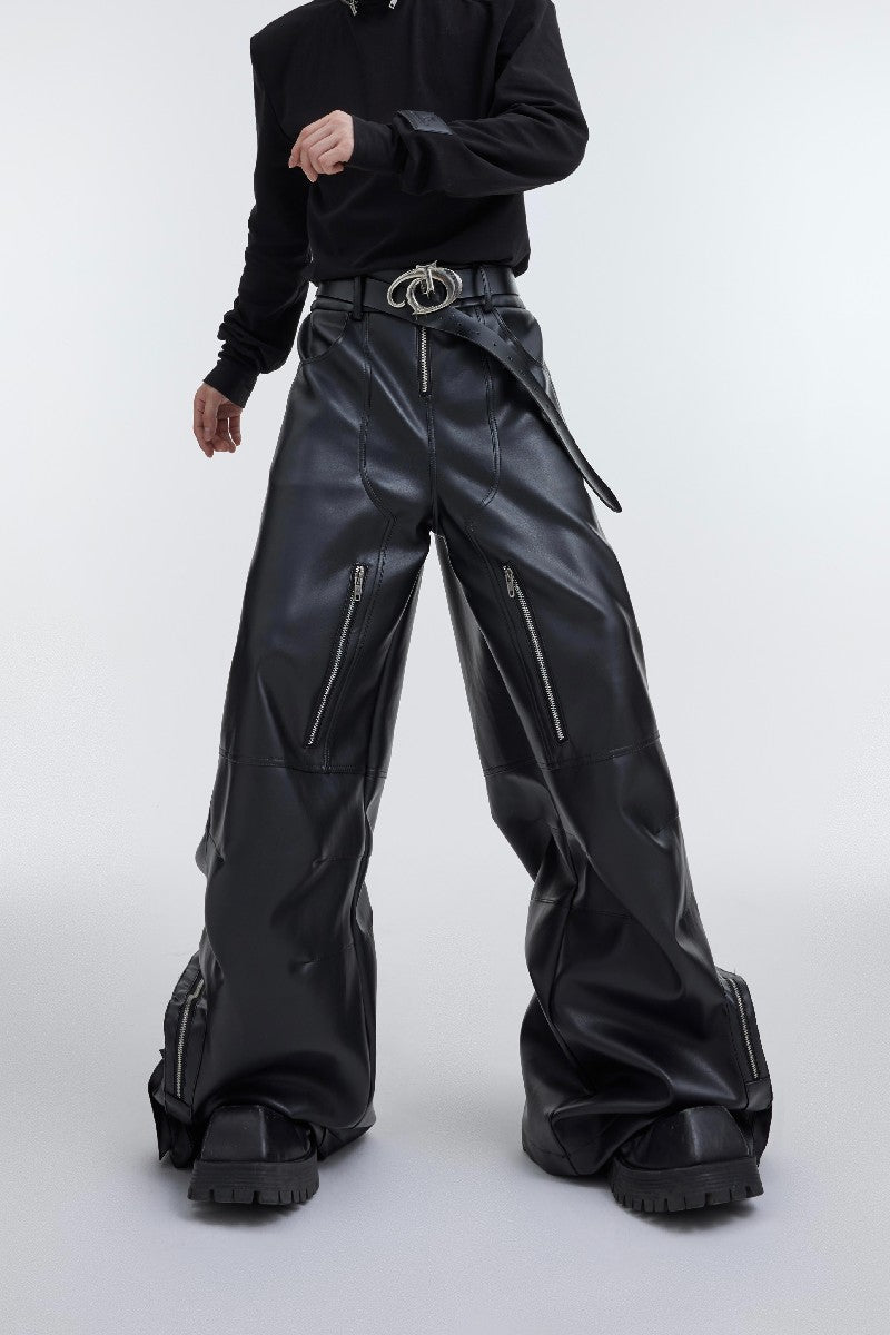 PU Leather Double Knee Trousers