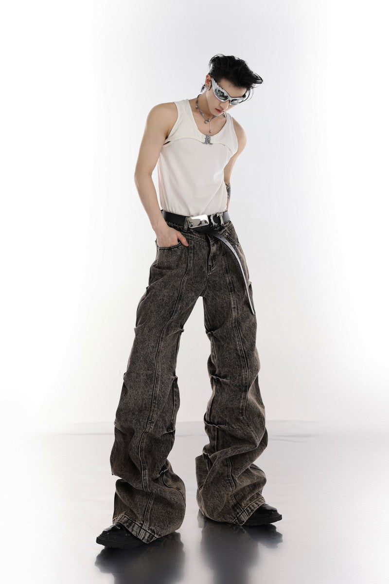 Washed Flared Retro Jeans