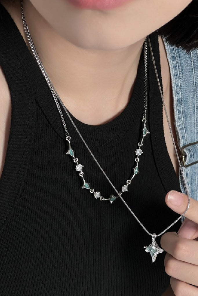 日本未入荷 Copping Zone - Double Chain Blue Star Necklace Double Chain Blue Star Necklace – Copping Zone