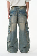 Oversized Washed Cargo Jeans