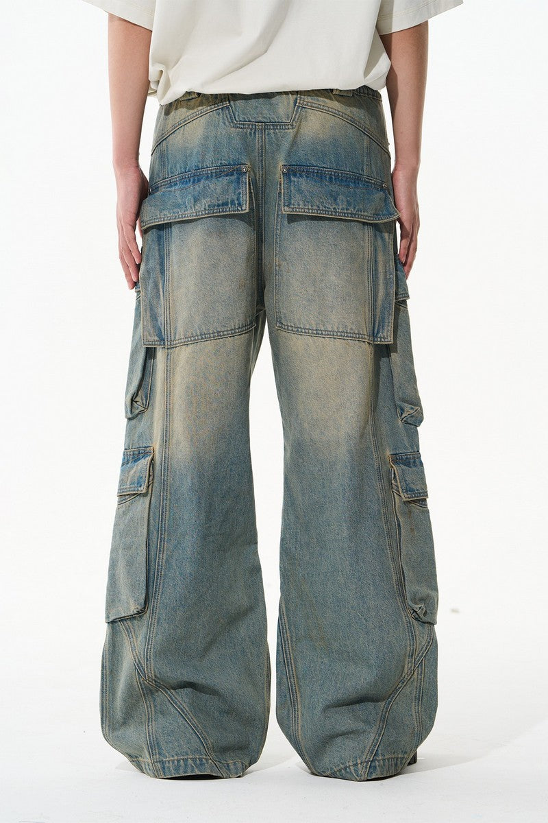 Oversized Washed Cargo Jeans