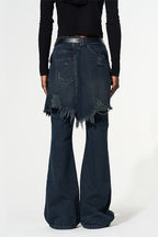 Two-Piece Distressed Flared Jeans