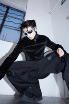 Stitched PU Leather Logo Trousers