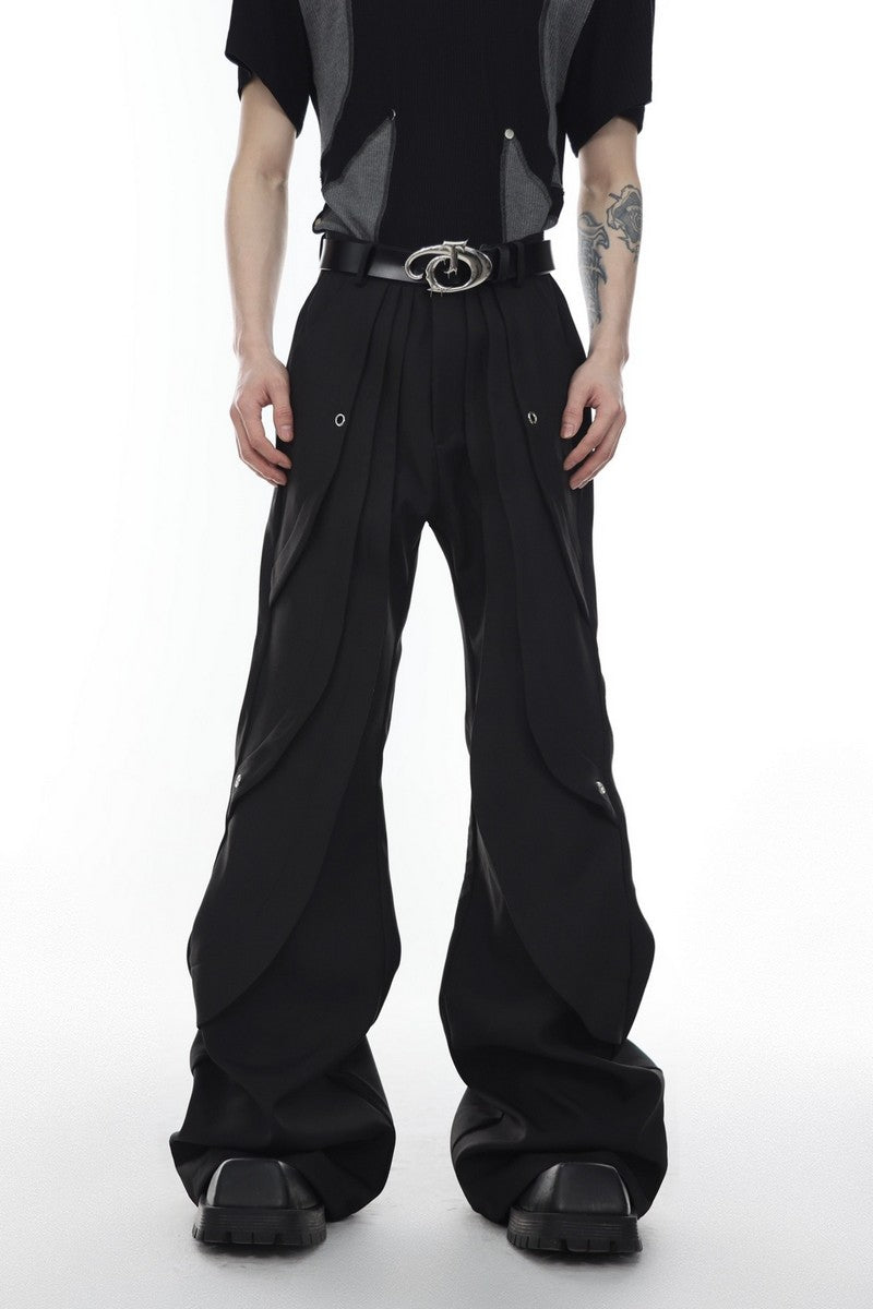 Pleated Flared Trousers