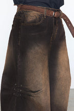 Pleated Washed Oversized Jeans