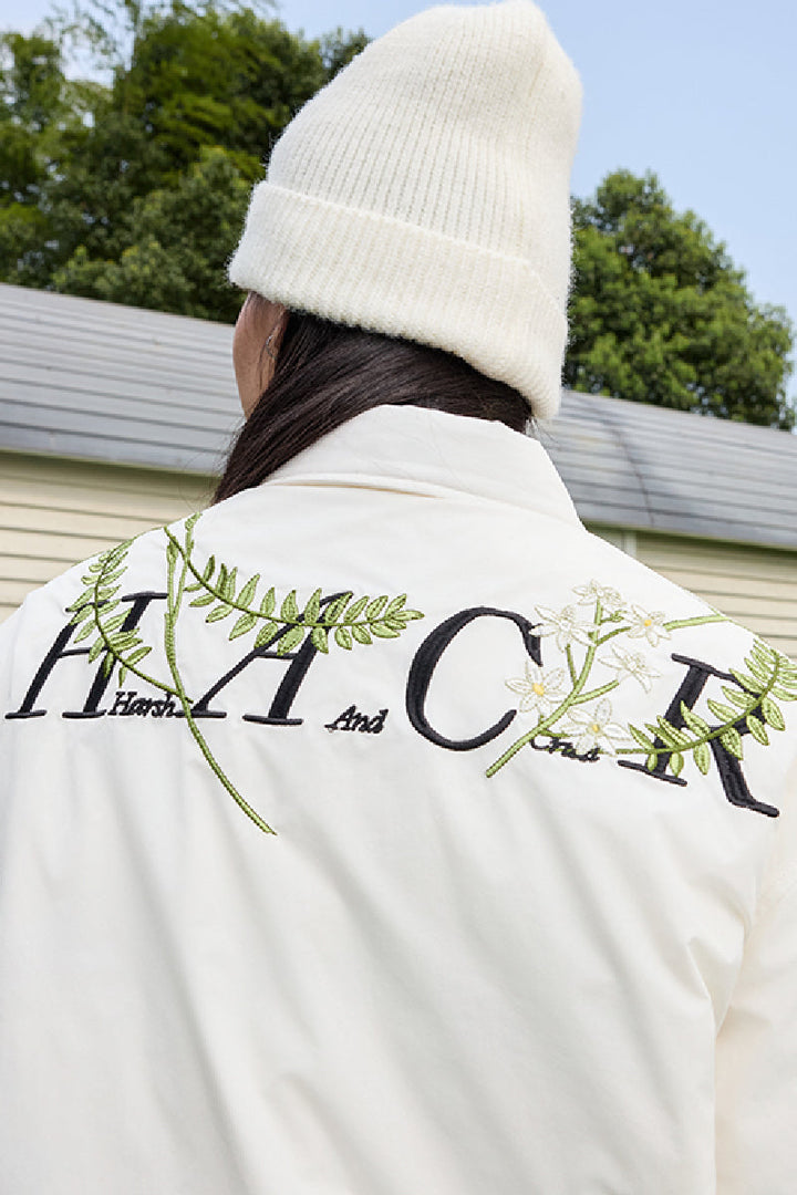 Minimalist Floral Embroidered Down Shirt