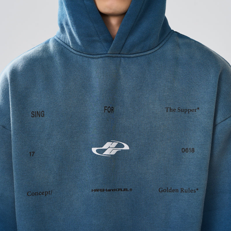 Washed Dynamic Logo Loose Hoodie