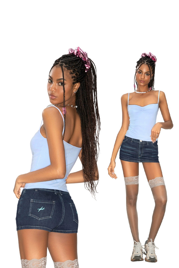 Low-Waist Denim Mini Skirt