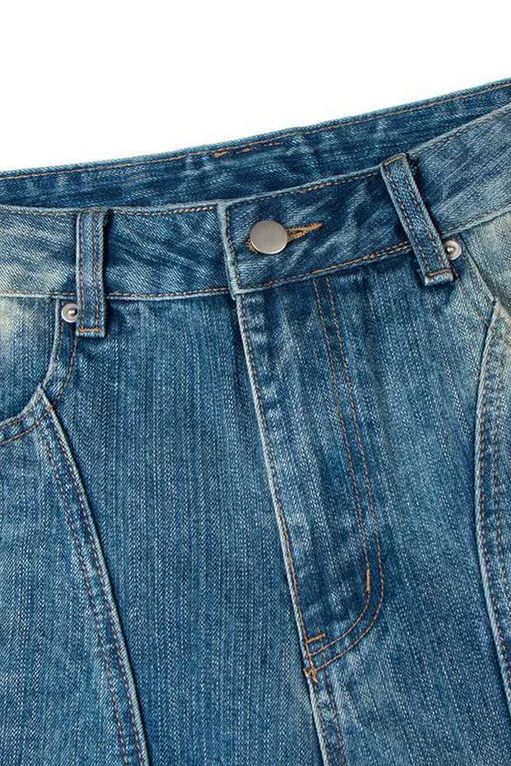 Vintage Washed Wide-Leg Blue Jeans