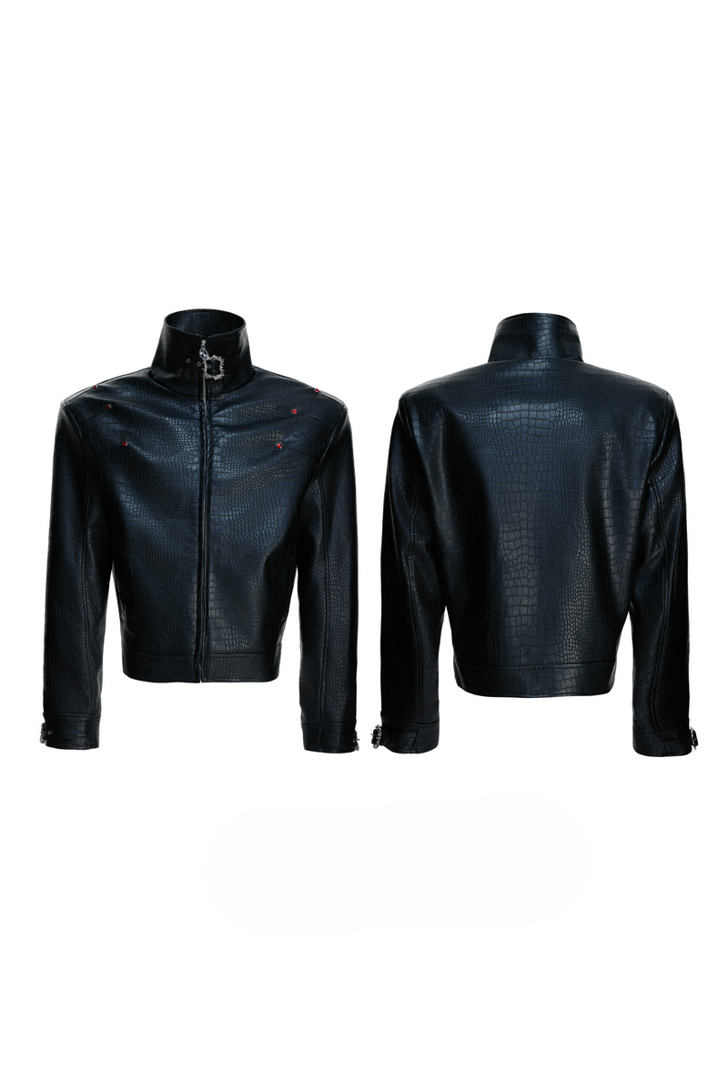 Croc Embossed Leather Jacket