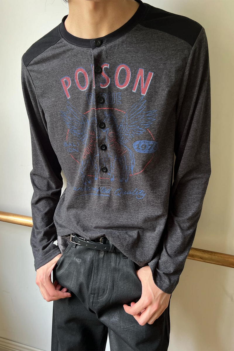 Distressed Pegasus Henley Shirt