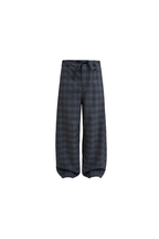 Drawstring Plaid Straight Trousers