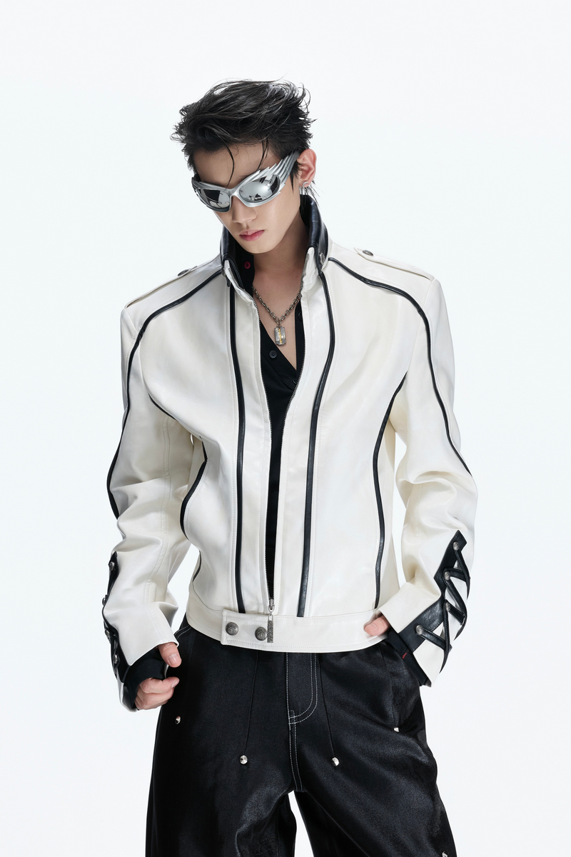 Cross Strap Leather Jacket