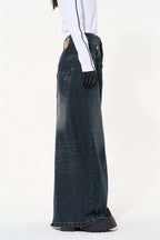 BNP Washed Loose Denim Long Skirt