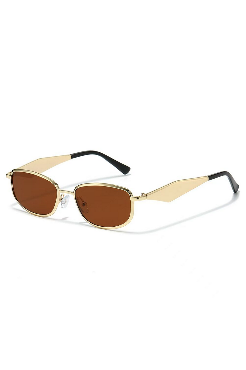 Elegant Slim Metal Oval Sunglasses