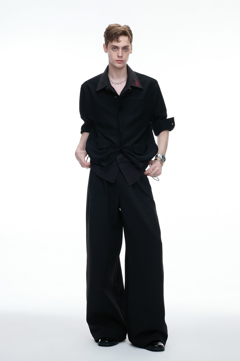 Layered Embroidered Pocket Shirt