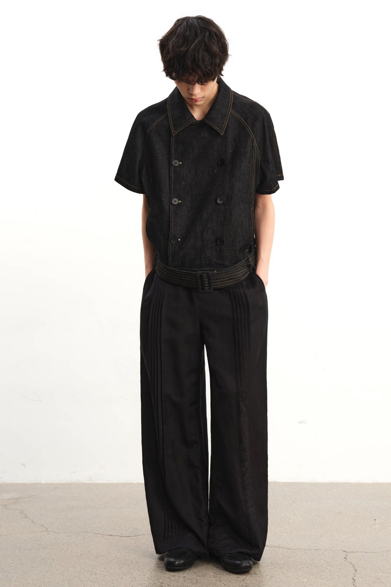 Double Breasted Raw Denim Shirt