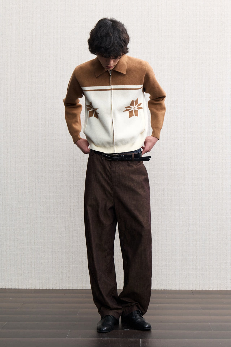 Textured Ribbed Straight Trousers