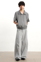 Striped Pleated Curved Trousers