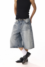 Distressed Whisker Cropped Jeans