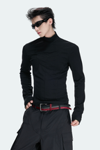 Mock Neck Sculpted Top