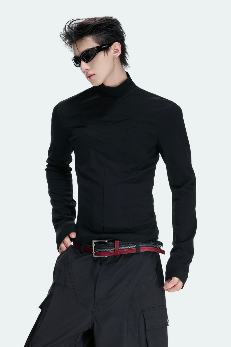 Mock Neck Sculpted Top