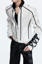 Cross Strap Leather Jacket