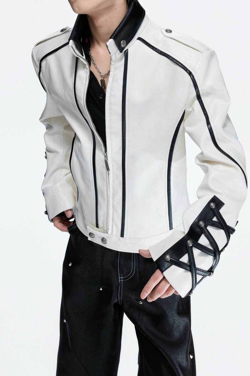 Cross Strap Leather Jacket