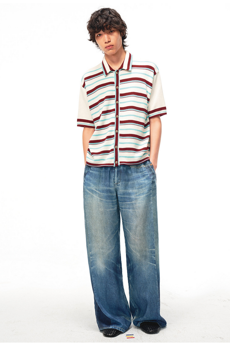 Denim Print Linen Trousers