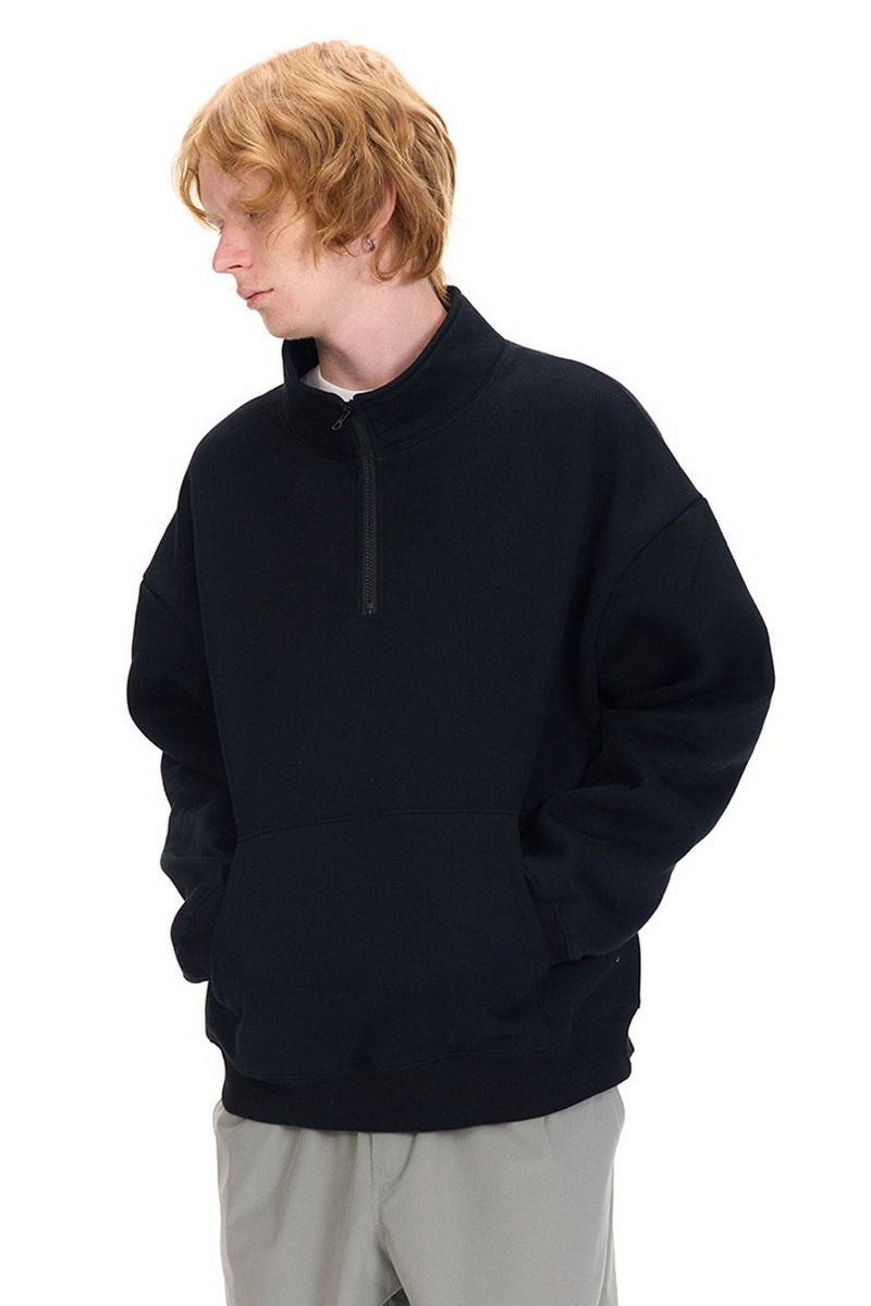 Sporty Half-Zip Fleece Hoodie