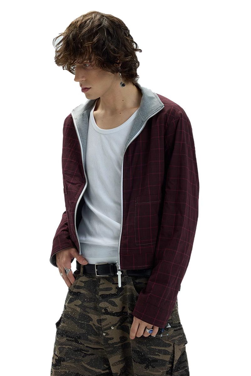 Reversible Plaid Fleece Zip Jacket