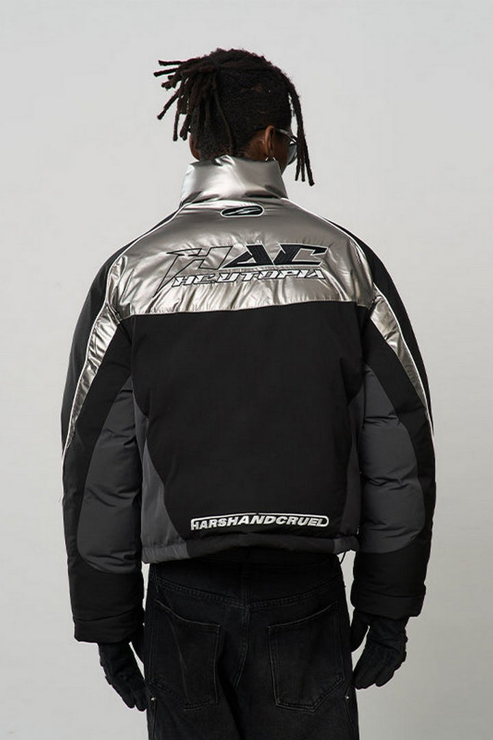 Patchwork Embroidered Racing Down Jacket