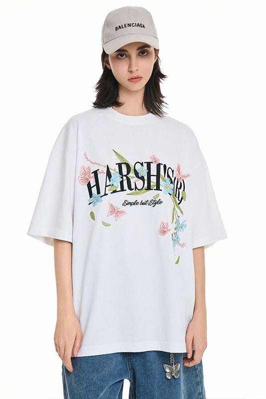 Floral Butterflies Embroidered Tee