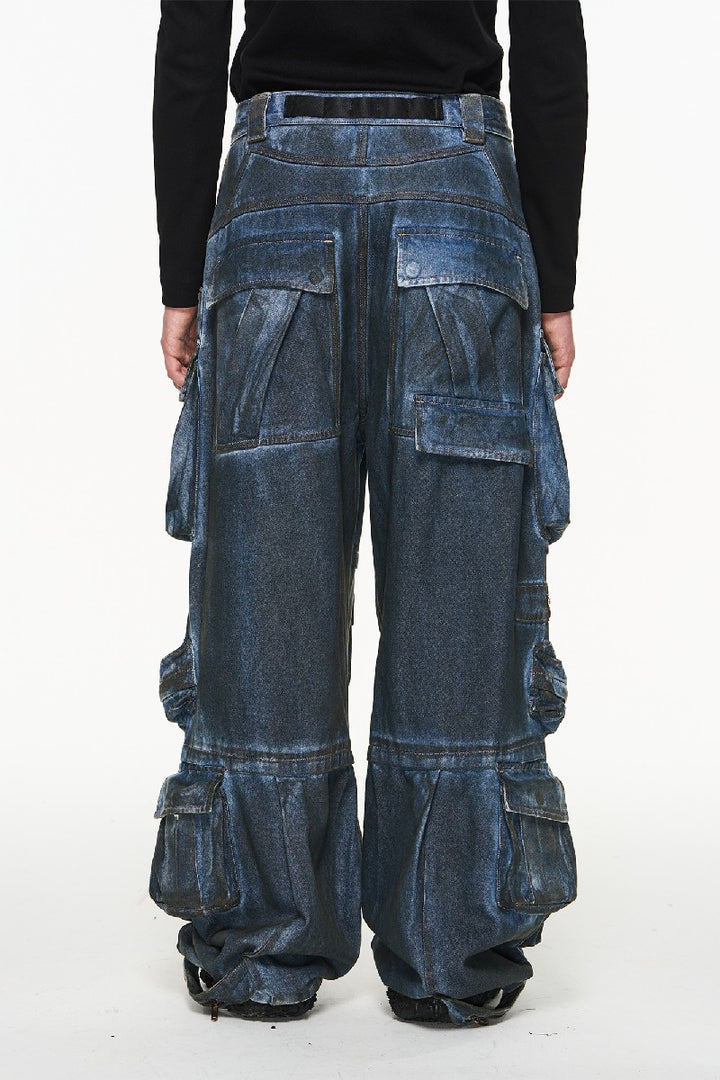 Multi Pocket Oversized Loose Jeans
