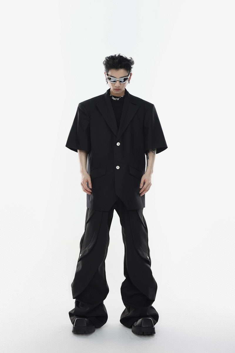 Pleated Flared Trousers