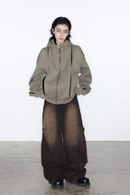 Pleated Washed Oversized Jeans