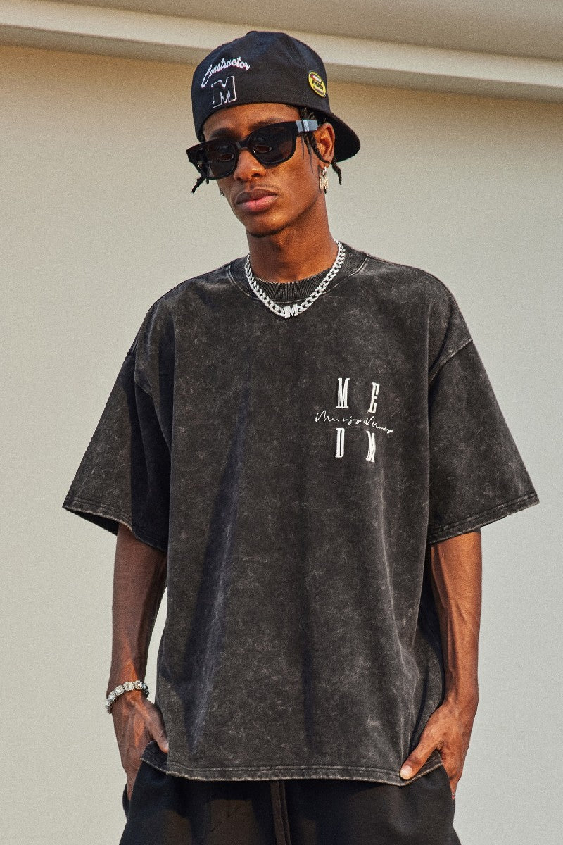 Embroidered Washed Logo Tee