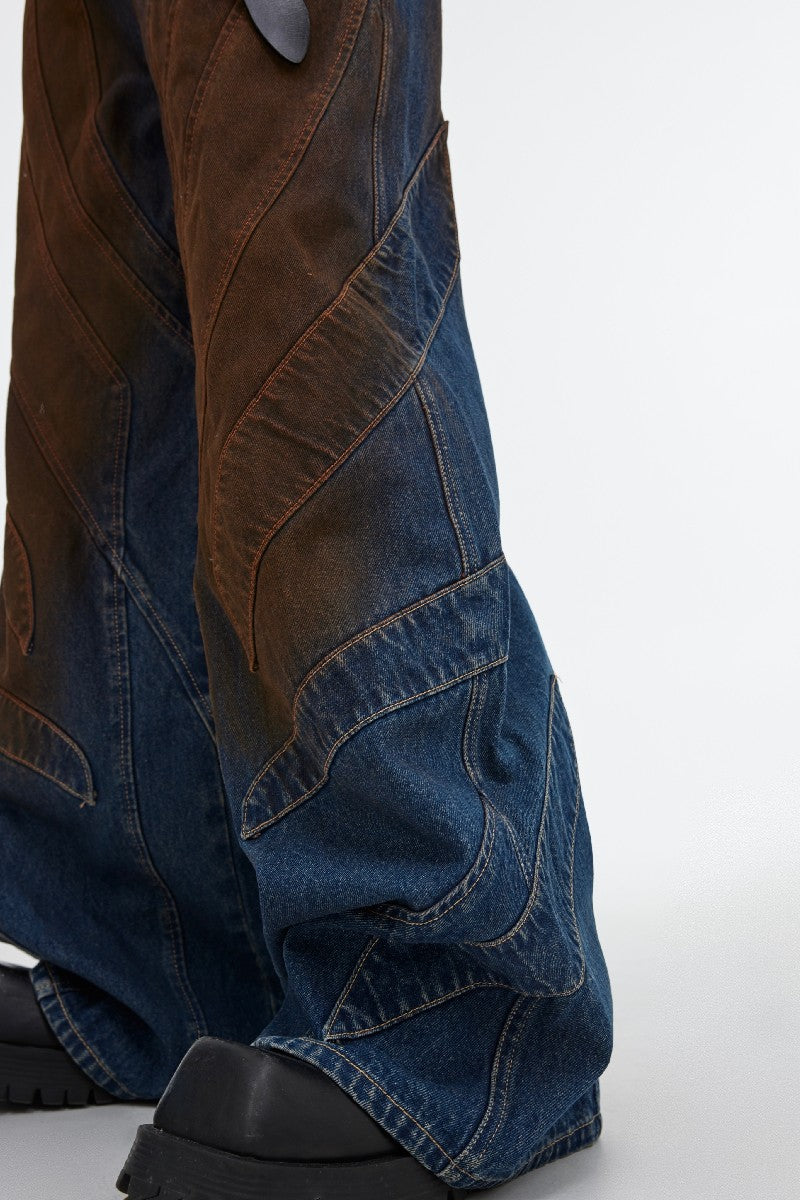 Rust Embroidered Jeans