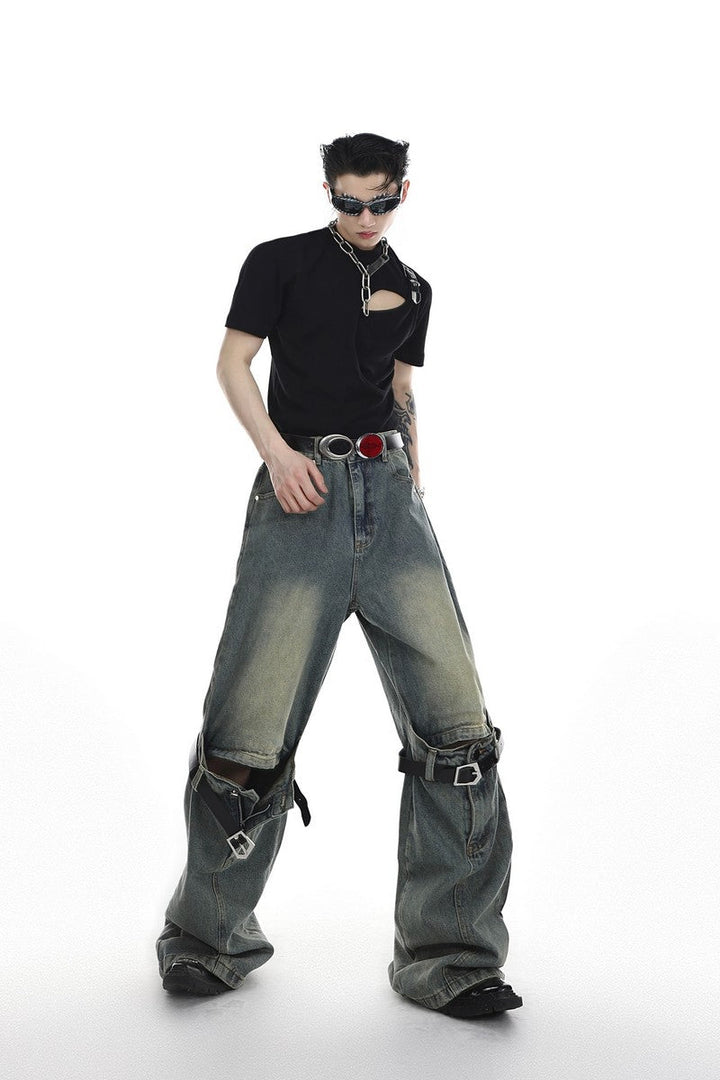 Double Belt Straight Jeans - EU Only