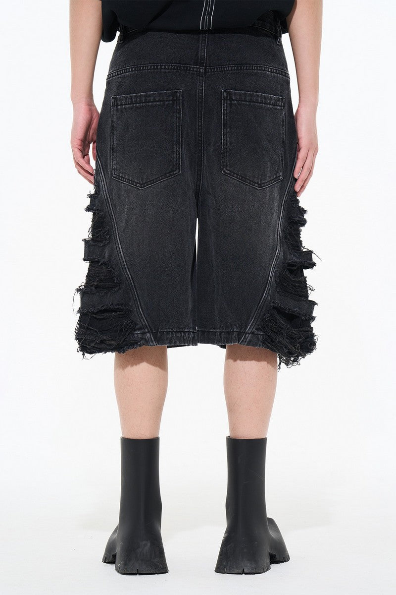 Destroyed Washed Jeans Shorts